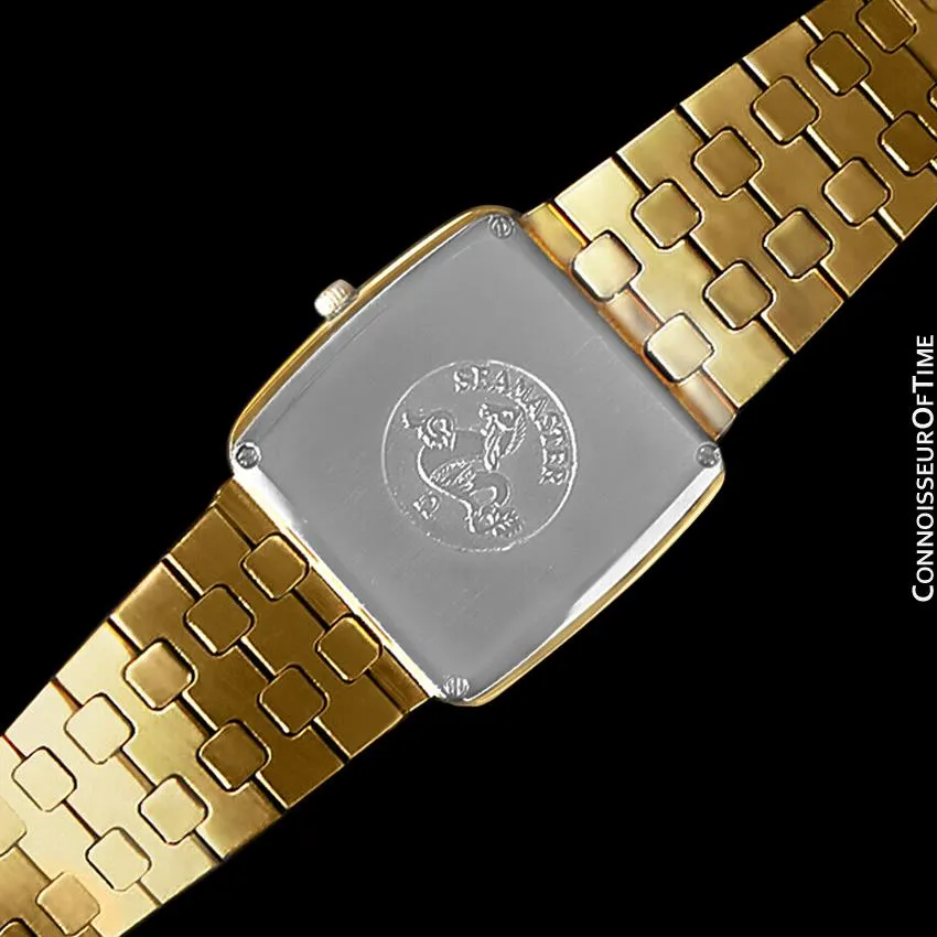 1980's Omega Seamaster Vintage Mens Midsize Retro Quartz Watch - 18K Gold Plated & Stainless Steel