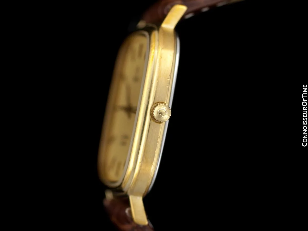 1980's Omega Seamaster Vintage Mens Quartz Watch with Date - 18K Gold Plated & Stainless Steel