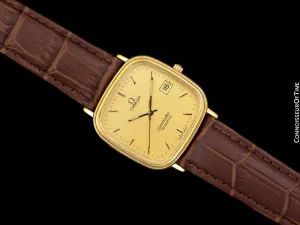 1980's Omega Seamaster Vintage Mens Quartz Watch with Date - 18K Gold Plated & Stainless Steel