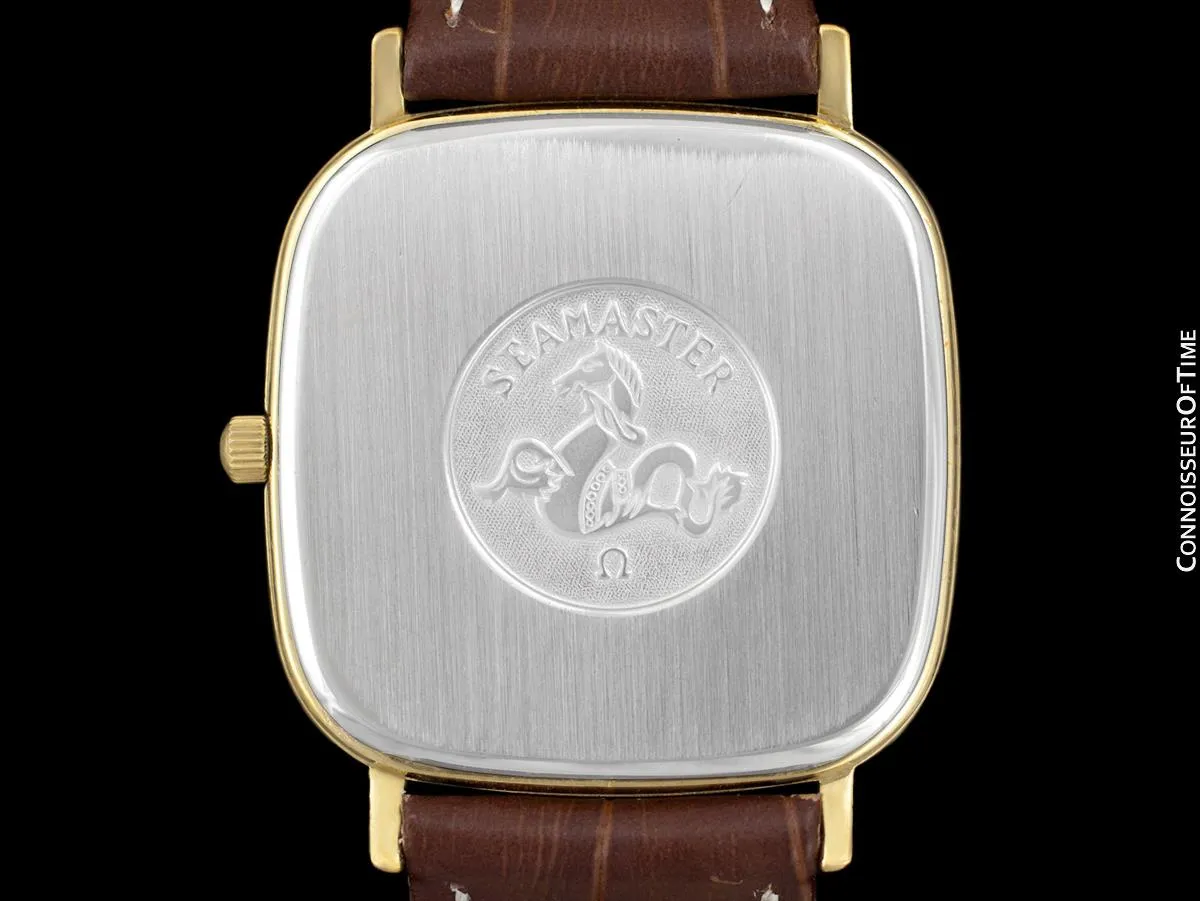 1980's Omega Seamaster Vintage Mens Quartz Watch with Date - 18K Gold Plated & Stainless Steel