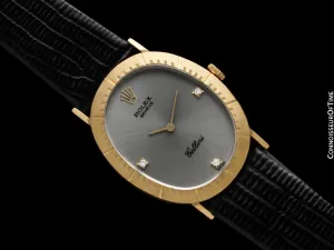 1981 Rolex Cellini Vintage Mens Handwound Ellipse Watch, Ref. 4056 - 18K Gold & Diamonds