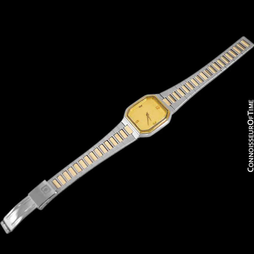 1982 Omega De Ville Vintage Ladies Dress Quartz Watch - 18K Gold Plated & Stainless Steel