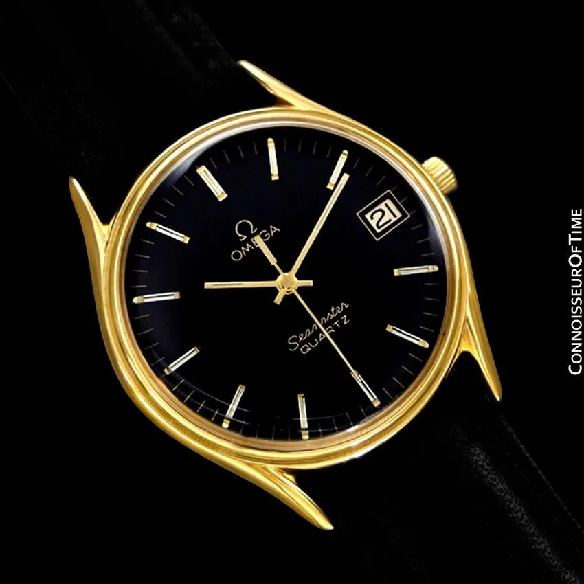 1982 Omega Seamaster Classic Accuset Vintage Mens Quartz Watch - 18K Gold Plated and Stainless Steel