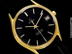 1982 Omega Seamaster Classic Accuset Vintage Mens Quartz Watch - 18K Gold Plated and Stainless Steel