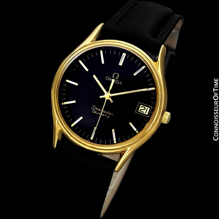 1982 Omega Seamaster Classic Accuset Vintage Mens Quartz Watch - 18K Gold Plated and Stainless Steel