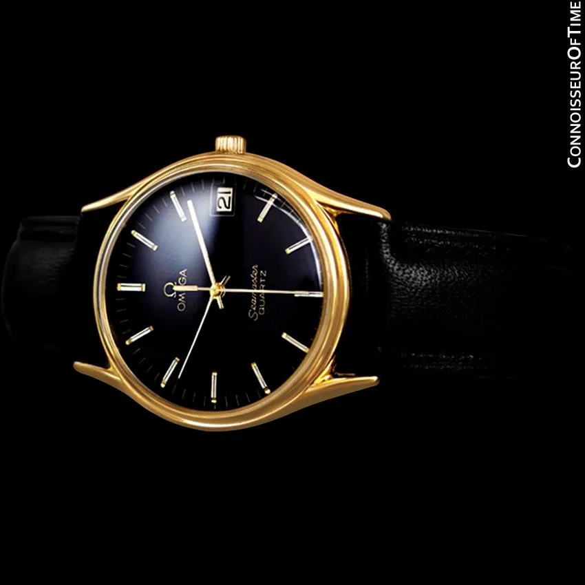 1982 Omega Seamaster Classic Accuset Vintage Mens Quartz Watch - 18K Gold Plated and Stainless Steel