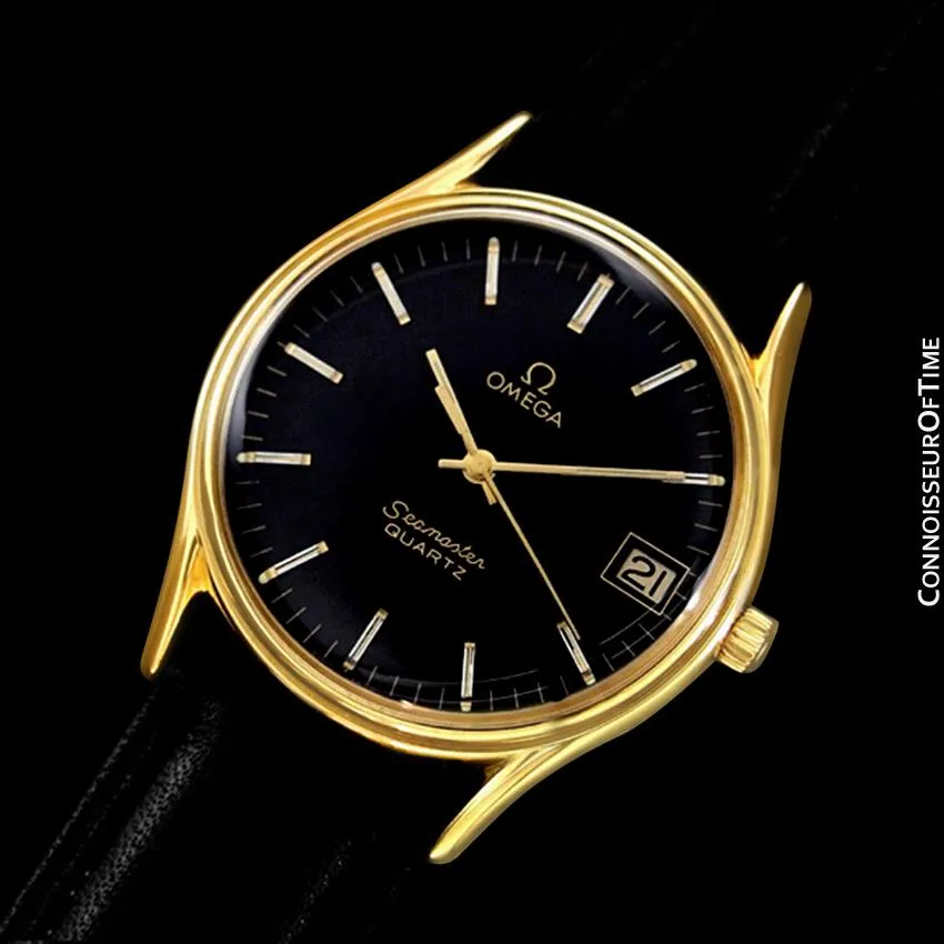 1982 Omega Seamaster Classic Accuset Vintage Mens Quartz Watch - 18K Gold Plated and Stainless Steel