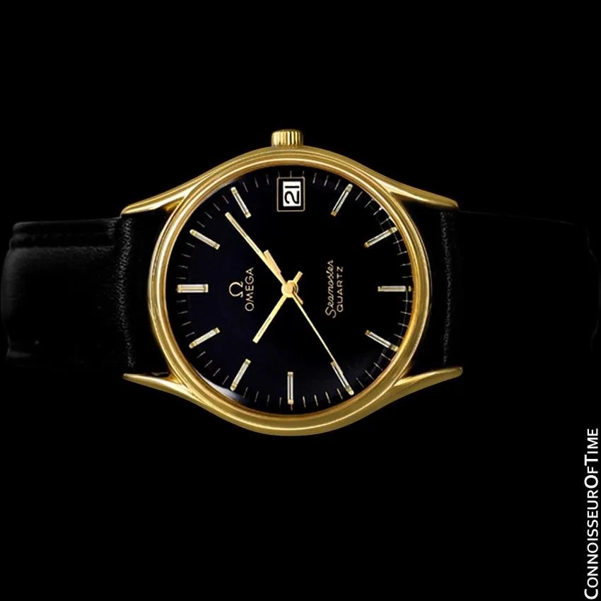 1982 Omega Seamaster Classic Accuset Vintage Mens Quartz Watch - 18K Gold Plated and Stainless Steel