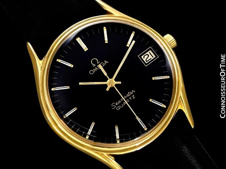 1982 Omega Seamaster Classic Accuset Vintage Mens Quartz Watch - 18K Gold Plated and Stainless Steel