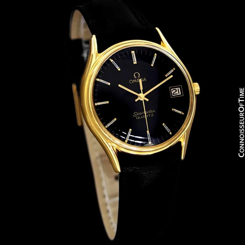 1982 Omega Seamaster Classic Accuset Vintage Mens Quartz Watch - 18K Gold Plated and Stainless Steel
