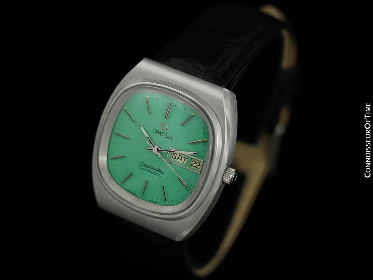 1982 Omega Seamaster Vintage Mens Automatic, Day Date Watch with Mint Green Dial -  Stainless Steel