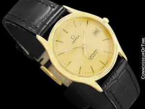 1984 Omega Seamastr Brest Vintage Mens Quartz Watch - 18K Gold Plated & Stainless Steel