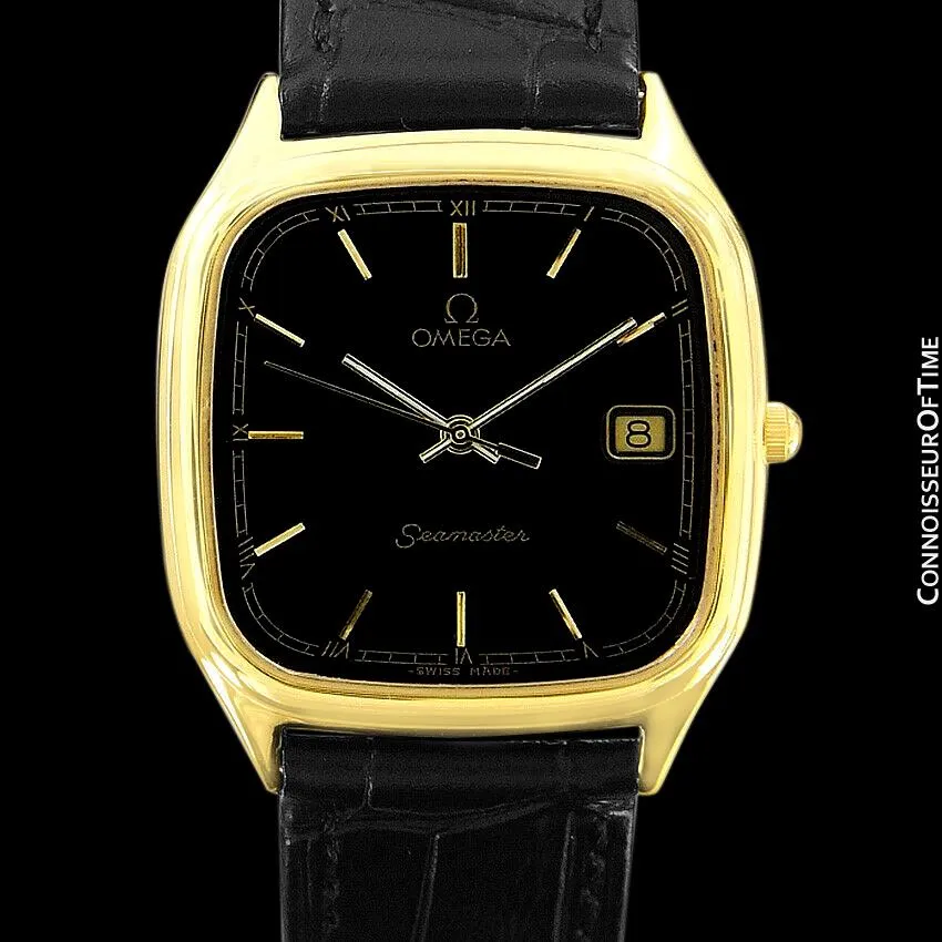 1986 Omega Semaster Brest Vintage Mens Retro Quartz Watch - 18K Gold Plated & Stainless Steel