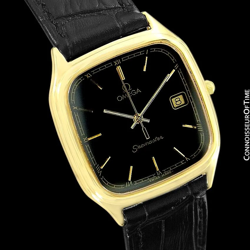 1986 Omega Semaster Brest Vintage Mens Retro Quartz Watch - 18K Gold Plated & Stainless Steel