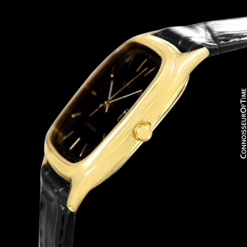 1986 Omega Semaster Brest Vintage Mens Retro Quartz Watch - 18K Gold Plated & Stainless Steel