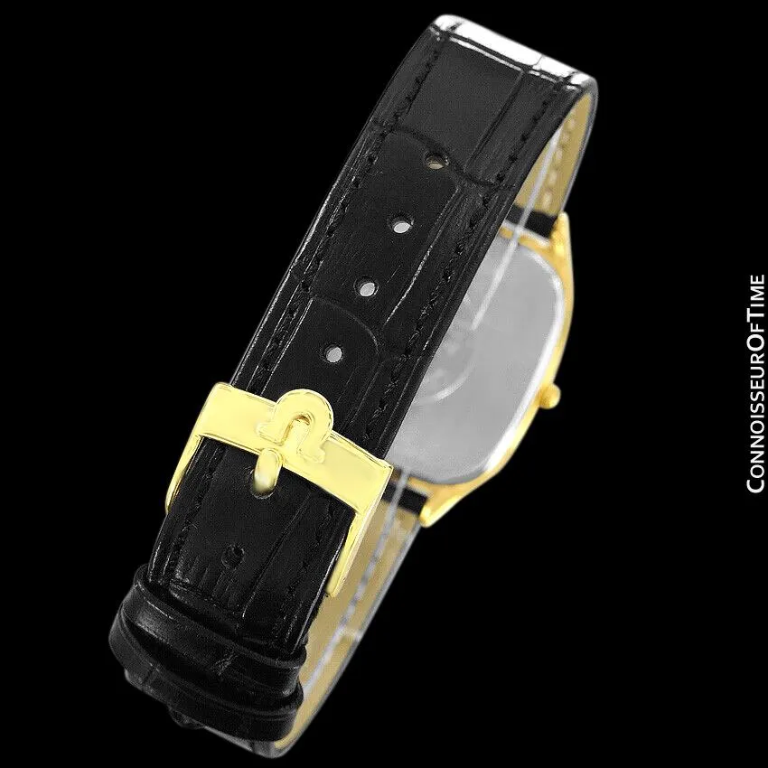1986 Omega Semaster Brest Vintage Mens Retro Quartz Watch - 18K Gold Plated & Stainless Steel