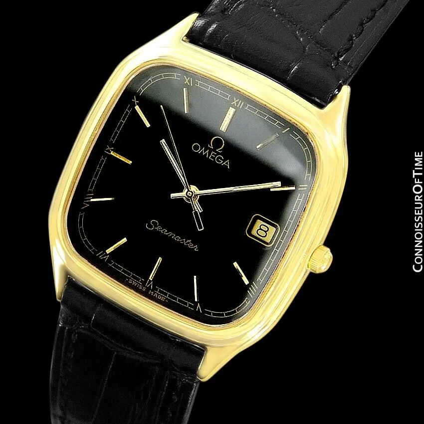 1986 Omega Semaster Brest Vintage Mens Retro Quartz Watch - 18K Gold Plated & Stainless Steel