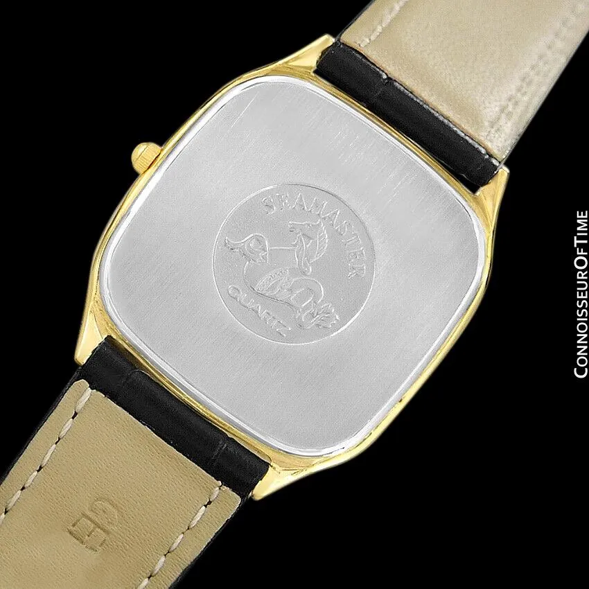 1986 Omega Semaster Brest Vintage Mens Retro Quartz Watch - 18K Gold Plated & Stainless Steel