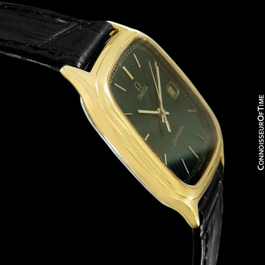 1986 Omega Semaster Brest Vintage Mens Retro Quartz Watch - 18K Gold Plated & Stainless Steel