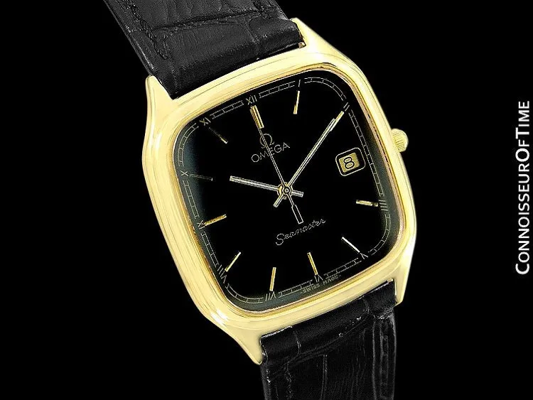 1986 Omega Semaster Brest Vintage Mens Retro Quartz Watch - 18K Gold Plated & Stainless Steel