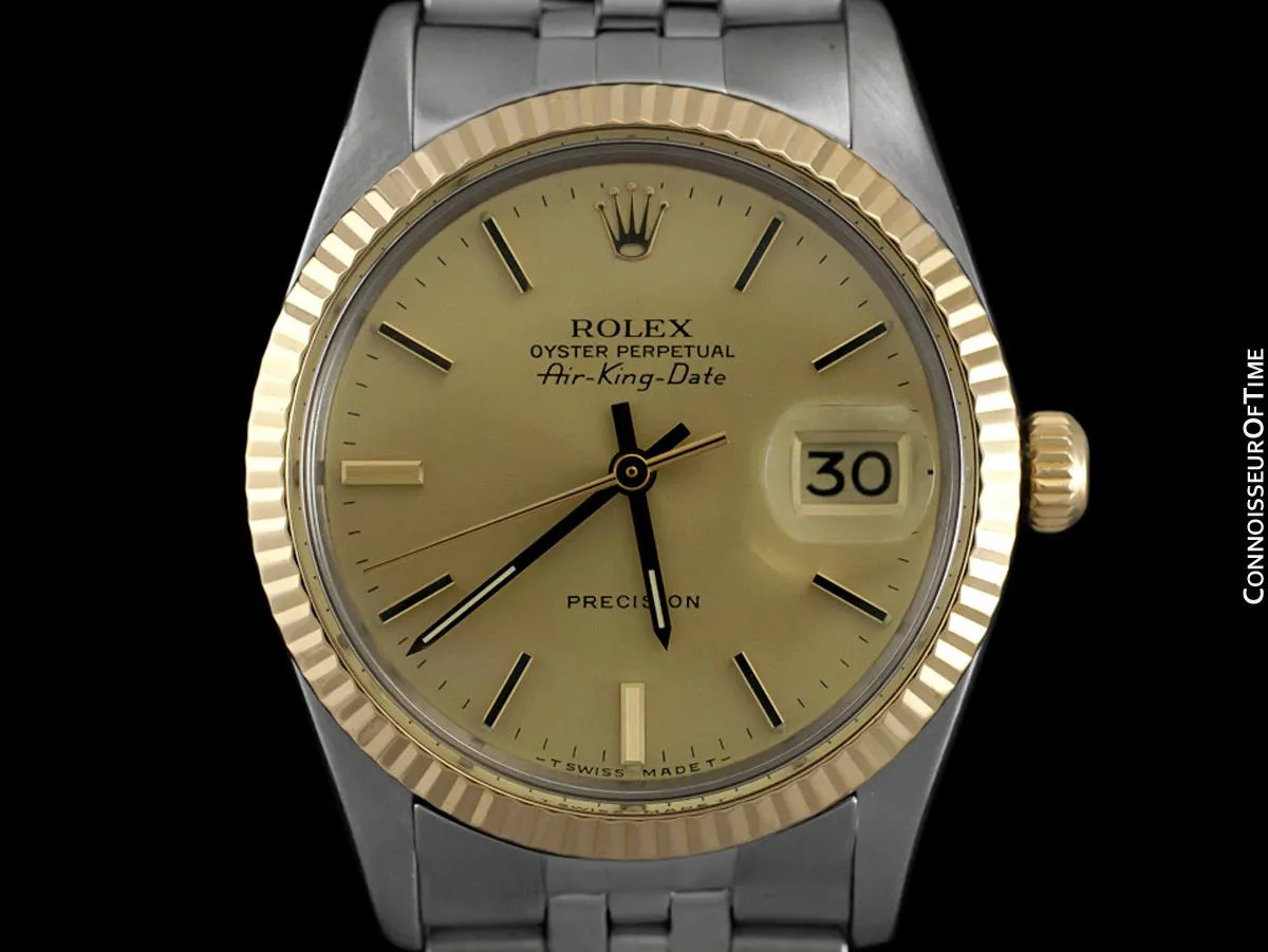 1986 Rolex Air King Date Vintage Ref. 5701N - Stainless Steel & 18K Gold