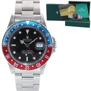 1986 Rolex GMT-Master Pepsi Blue Red Steel 16750 40mm Watch Box