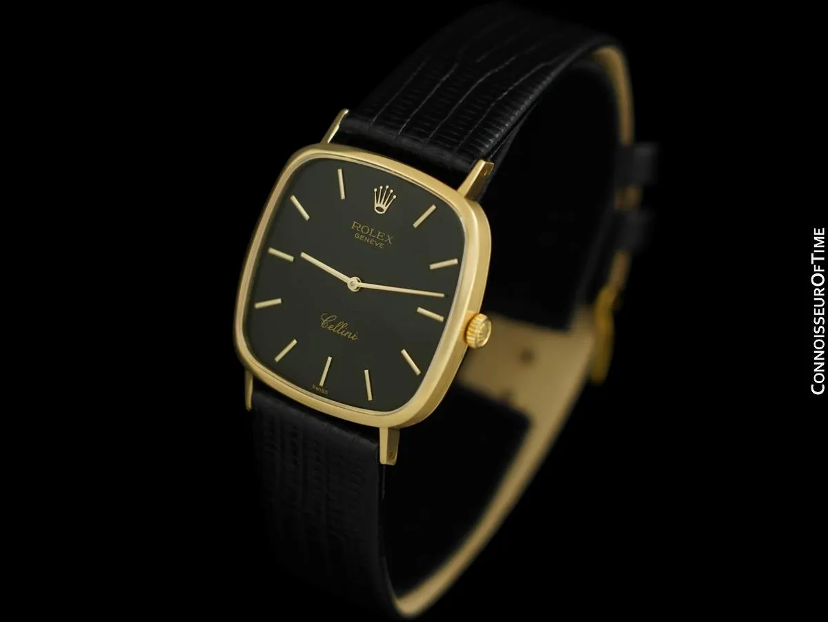 1987 Rolex Cellini Vintage Mens Midsize Handwound Watch, Ref. 4114 - 18K Gold