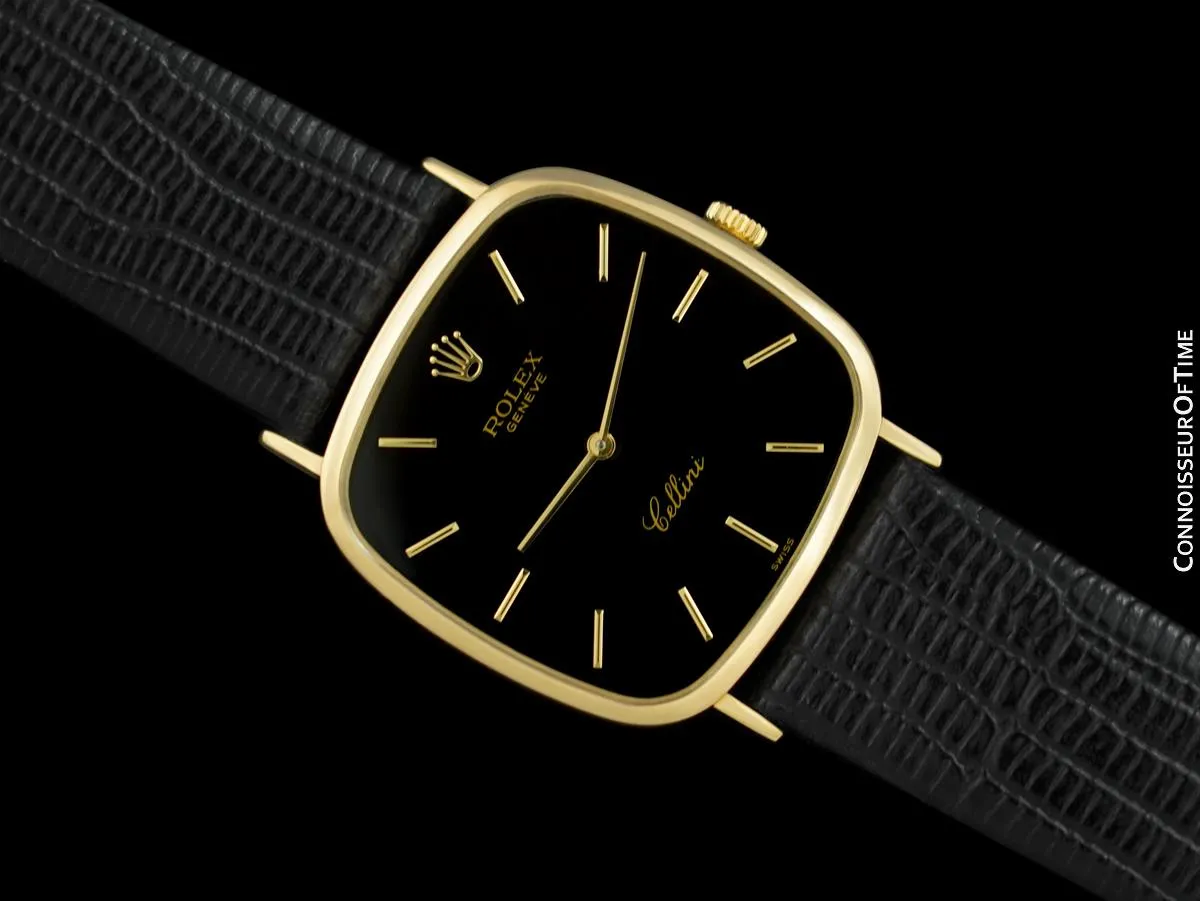 1987 Rolex Cellini Vintage Mens Midsize Handwound Watch, Ref. 4114 - 18K Gold