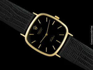 1987 Rolex Cellini Vintage Mens Midsize Handwound Watch, Ref. 4114 - 18K Gold