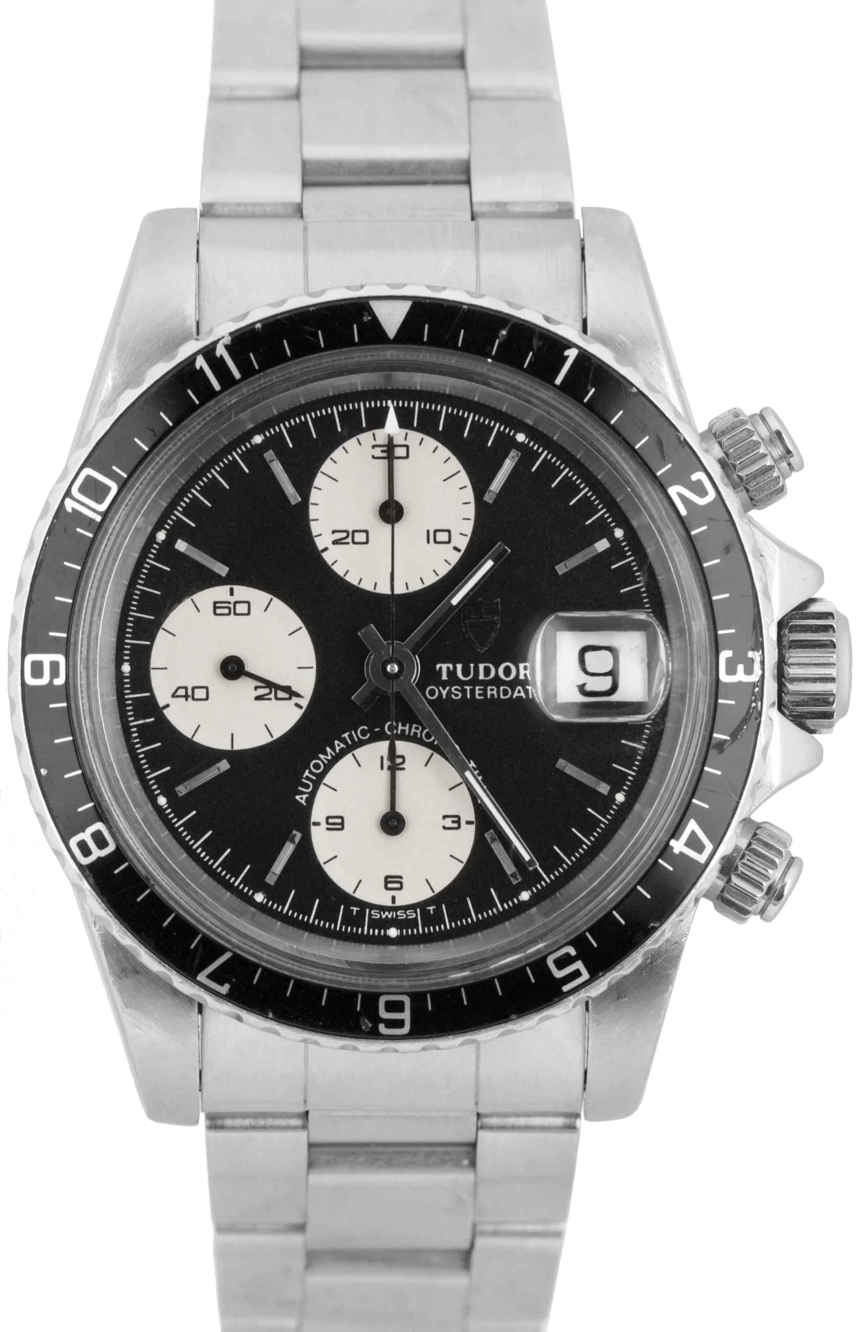 1992 Tudor Big Block Oysterdate 79170 BLACK REVERSE PANDA Chronograph 40mm Watch