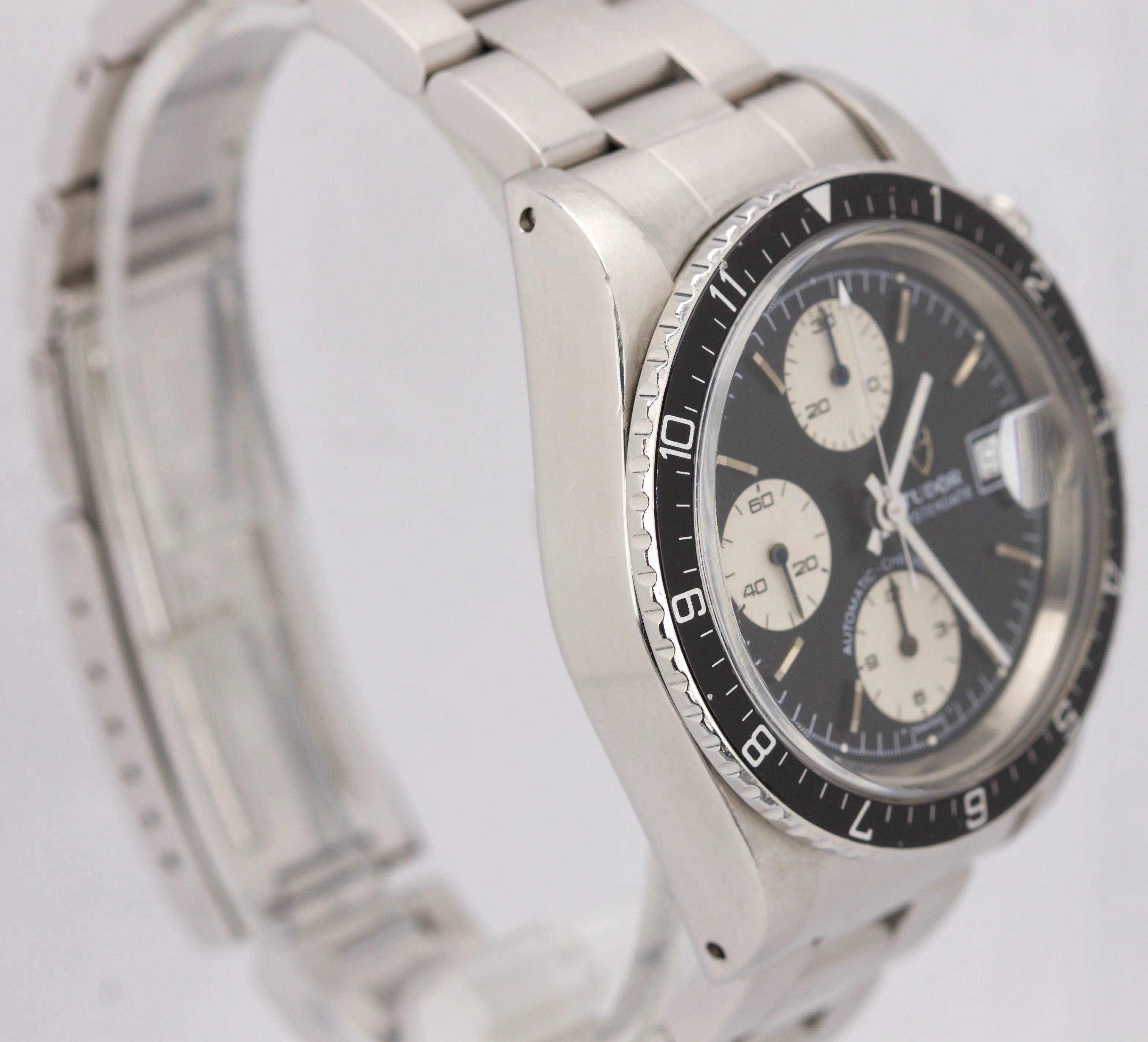 1992 Tudor Big Block Oysterdate 79170 BLACK REVERSE PANDA Chronograph 40mm Watch