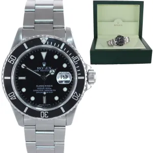 1995 Rolex Submariner Date 16610 Steel Black 40mm Dive Watch Box