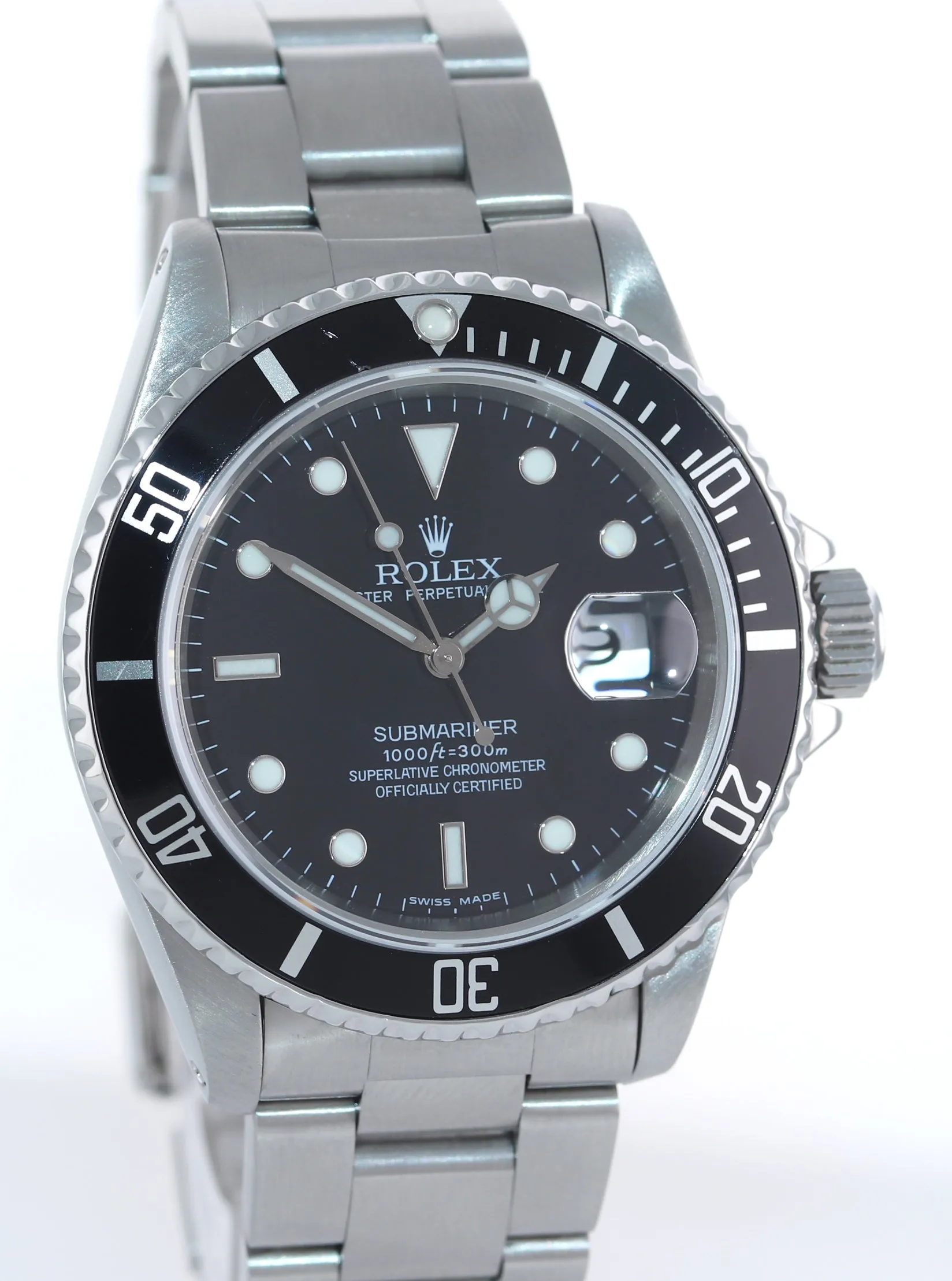 1995 Rolex Submariner Date 16610 Steel Black 40mm Dive Watch Box