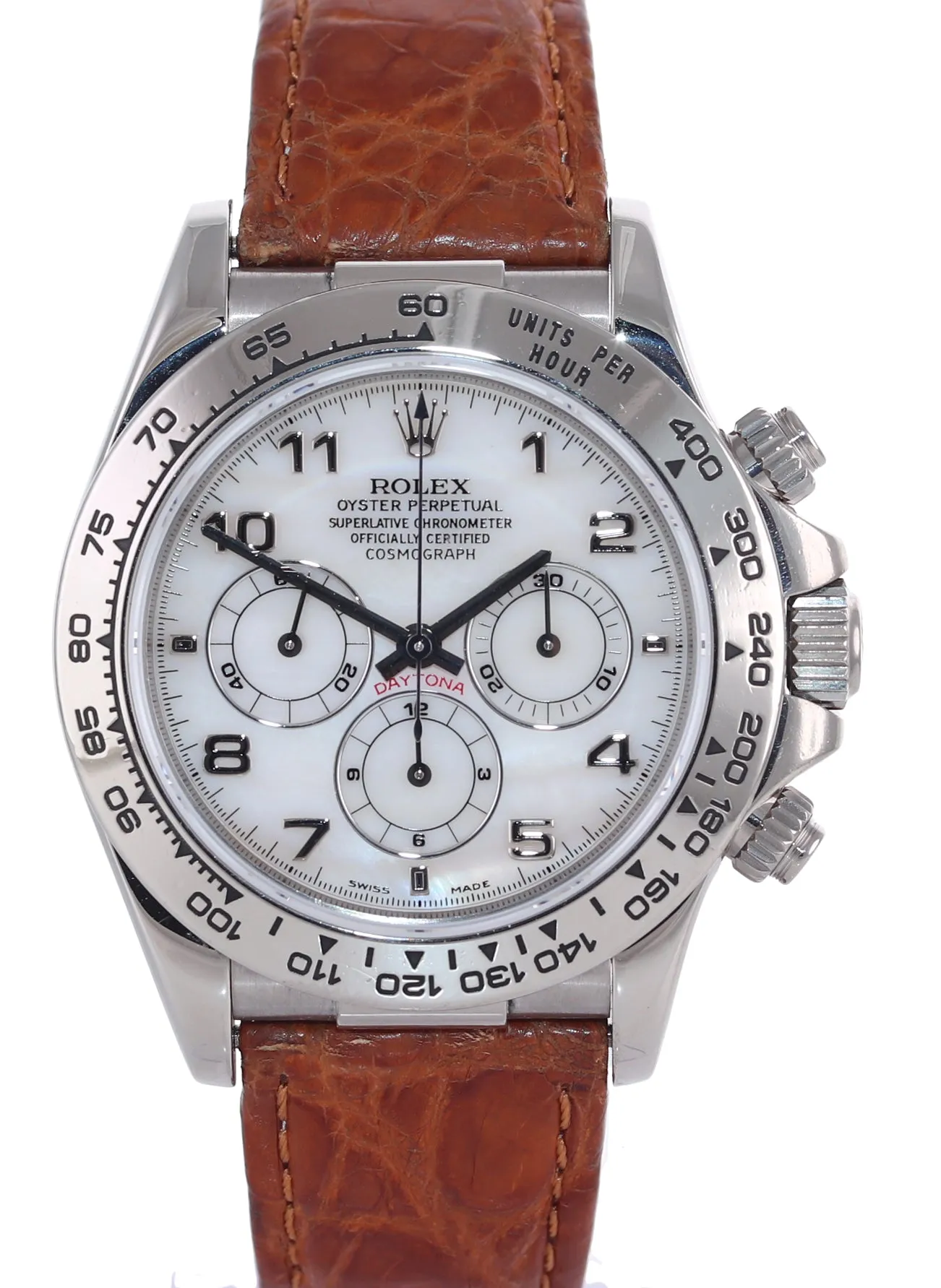 1998 Rolex Daytona Zenith 16519 White MOP Mother of Pearl White Gold Watch Box