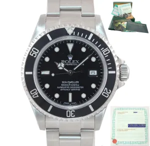 2002 PAPERS Rolex Sea-Dweller Steel 16600 40mm Date Black Diver Kit Watch Box