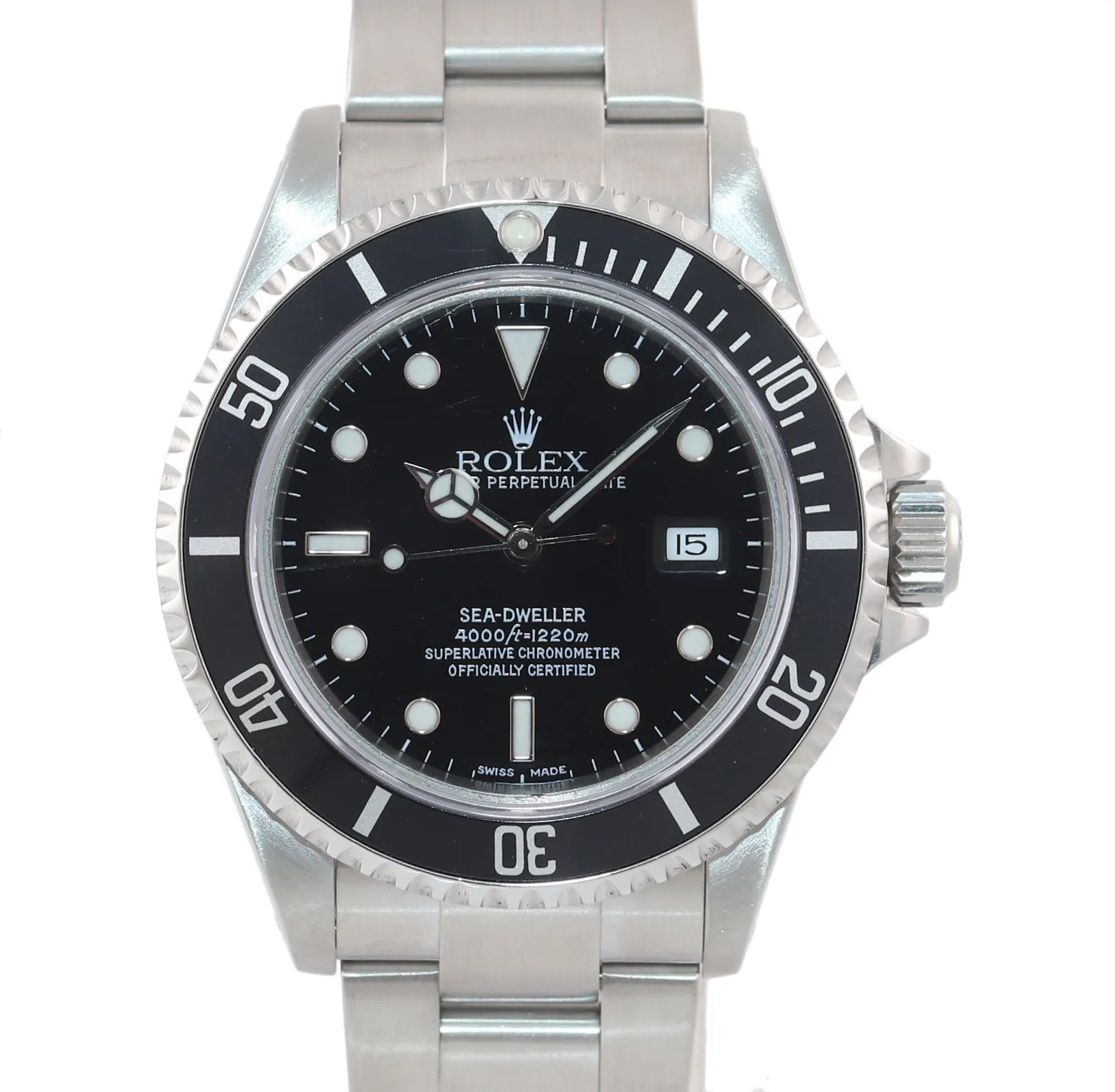 2002 PAPERS Rolex Sea-Dweller Steel 16600 40mm Date Black Diver Kit Watch Box