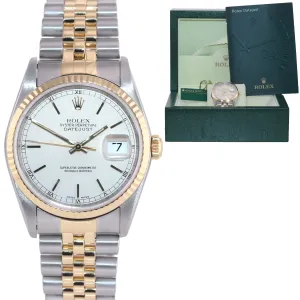 2004 Rolex DateJust 36mm 16233 Two Tone Steel 18k Gold Jubilee Silver Watch