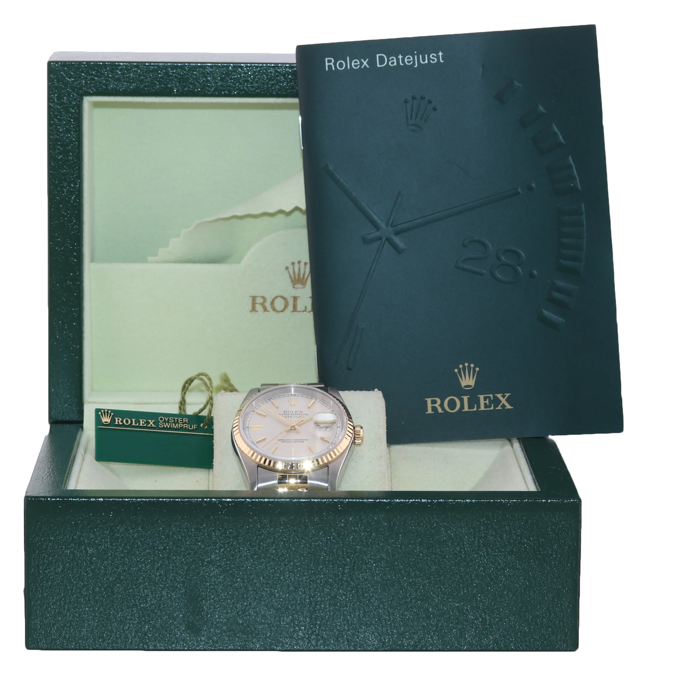 2004 Rolex DateJust 36mm 16233 Two Tone Steel 18k Gold Jubilee Silver Watch
