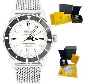 2012 Men's Breitling SuperOcean Heritage 46 A17320 Black White 46mm Mesh Watch