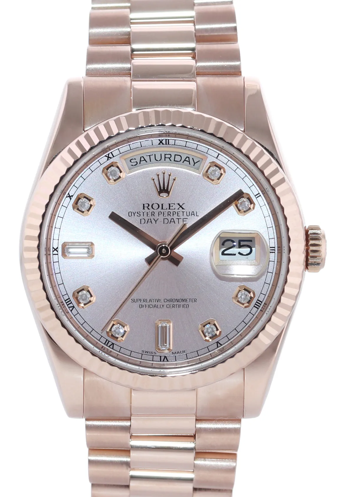 2015 Rolex President Day Date Rose Gold 118235 Diamond Heavy Buckle Watch Box