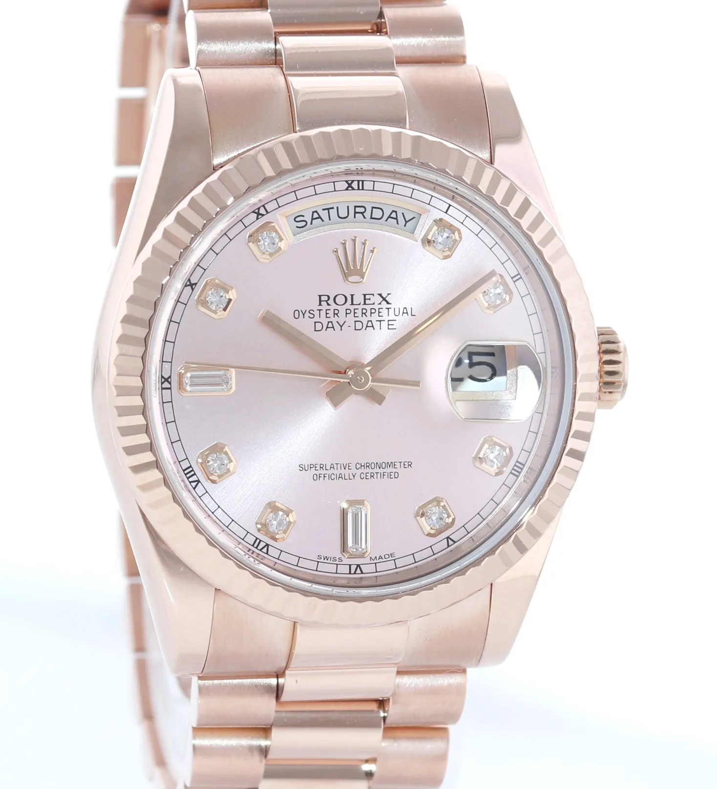 2015 Rolex President Day Date Rose Gold 118235 Diamond Heavy Buckle Watch Box