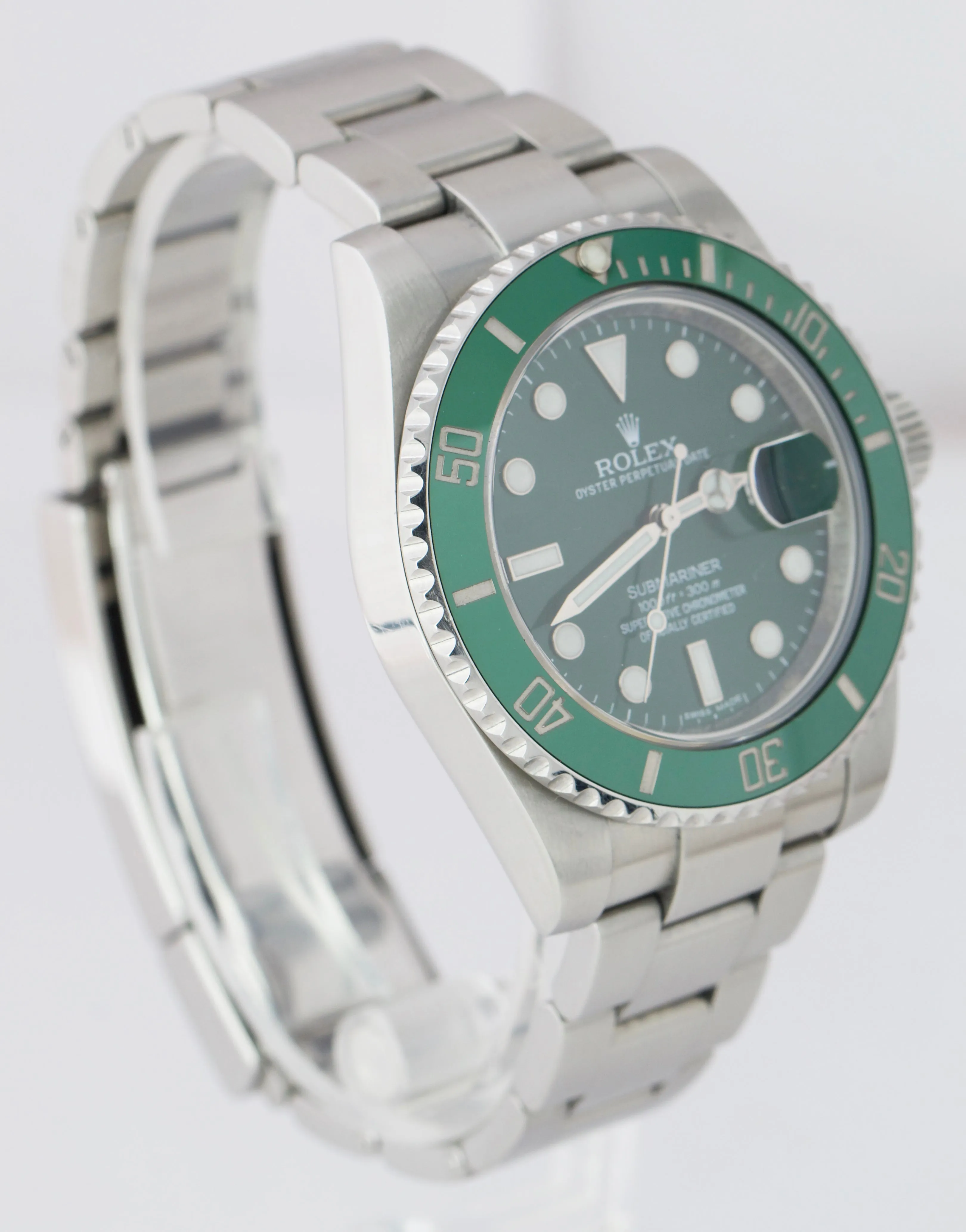 2015 Rolex Submariner Date Hulk Stainless Green Ceramic 40mm Watch 116610 LV B P