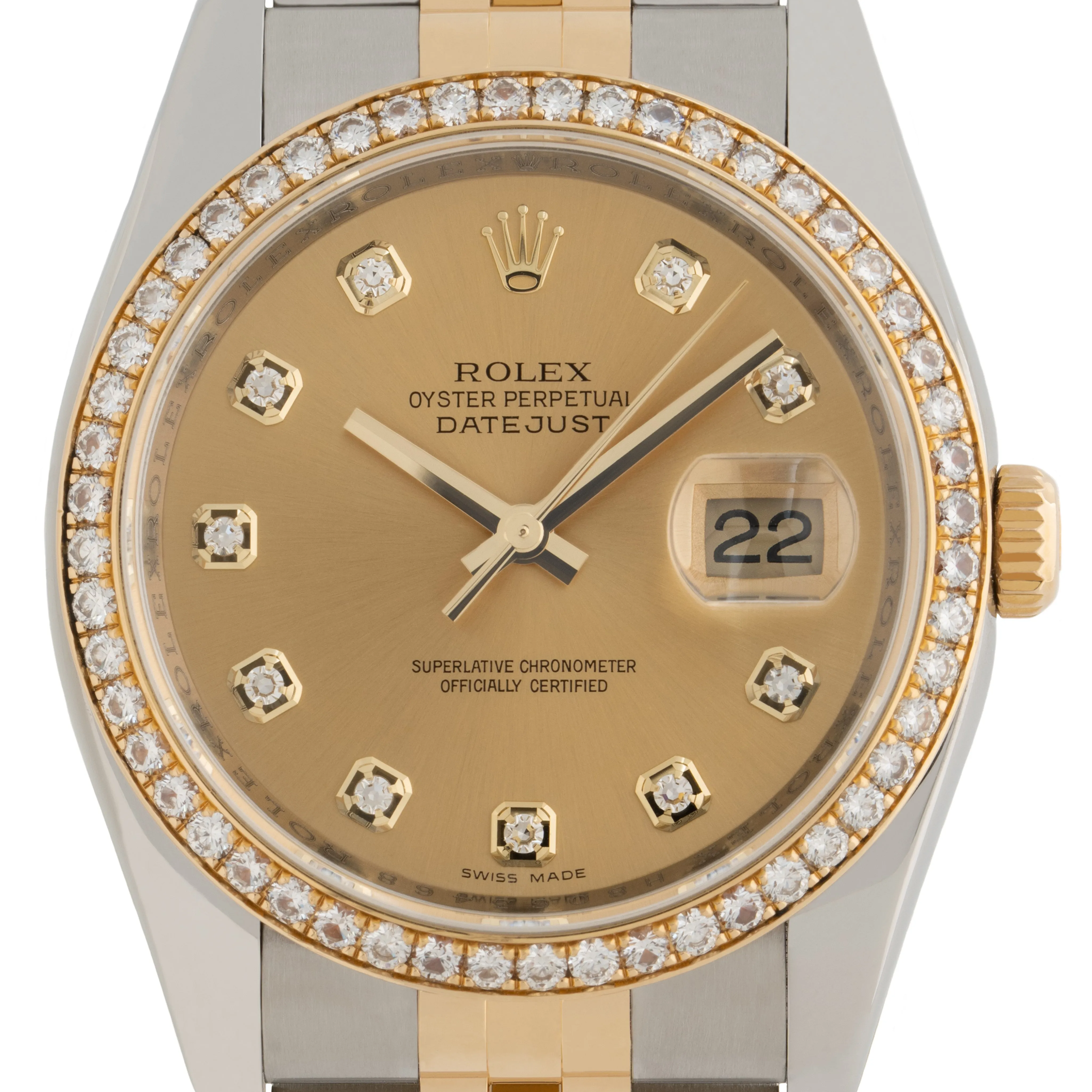 2016 ROLEX DATEJUST STAINLESS STEEL AND 18 KARAT GOLD AND DIAMONDS MODEL 116243