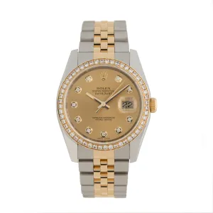 2016 ROLEX DATEJUST STAINLESS STEEL AND 18 KARAT GOLD AND DIAMONDS MODEL 116243