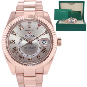2017 Rolex Sky-Dweller 18K Rose Gold Sundust Roman 326935 42mm Watch Box
