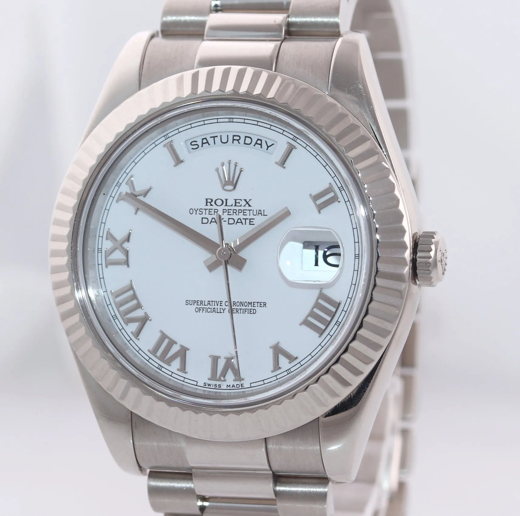 2018 RSC PAPERS Rolex Day Date 2 218239 White Gold 41MM President Watch Box
