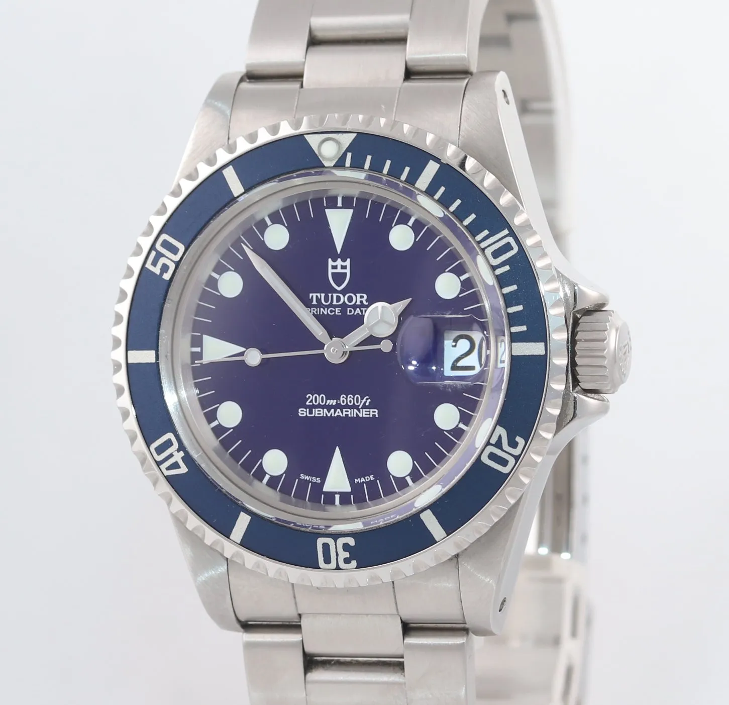 2019 ROLEX SERVICE Tudor Submariner Matte Blue 79090 Prince Date 40mm Watch
