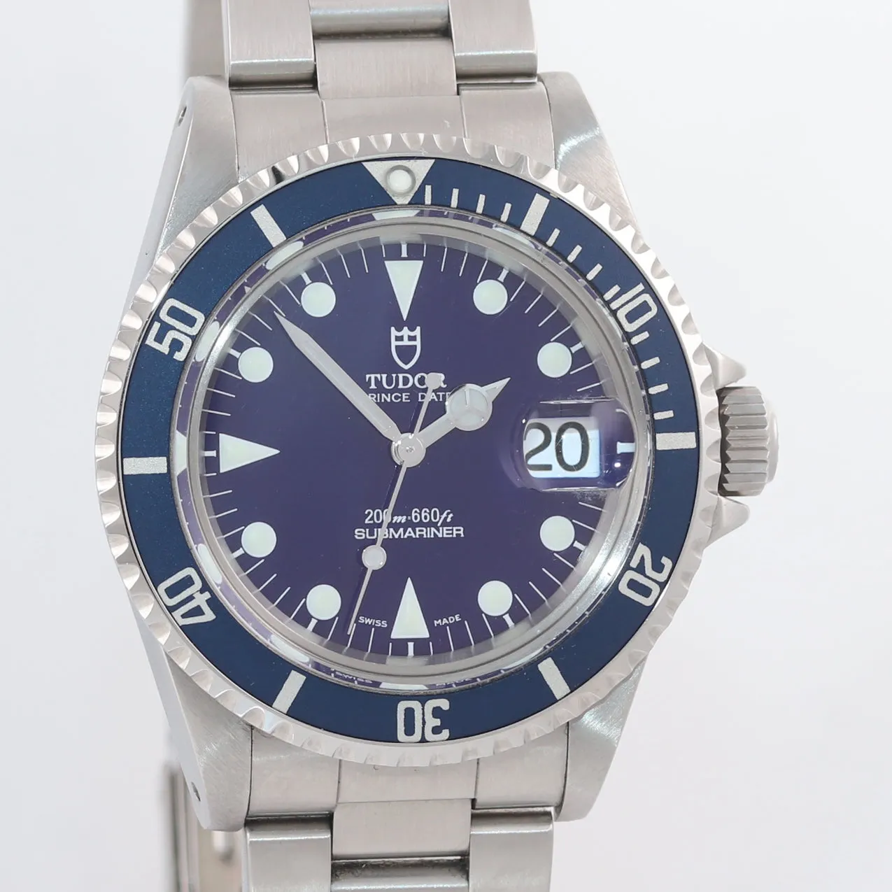 2019 ROLEX SERVICE Tudor Submariner Matte Blue 79090 Prince Date 40mm Watch