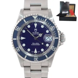 2019 ROLEX SERVICE Tudor Submariner Matte Blue 79090 Prince Date 40mm Watch