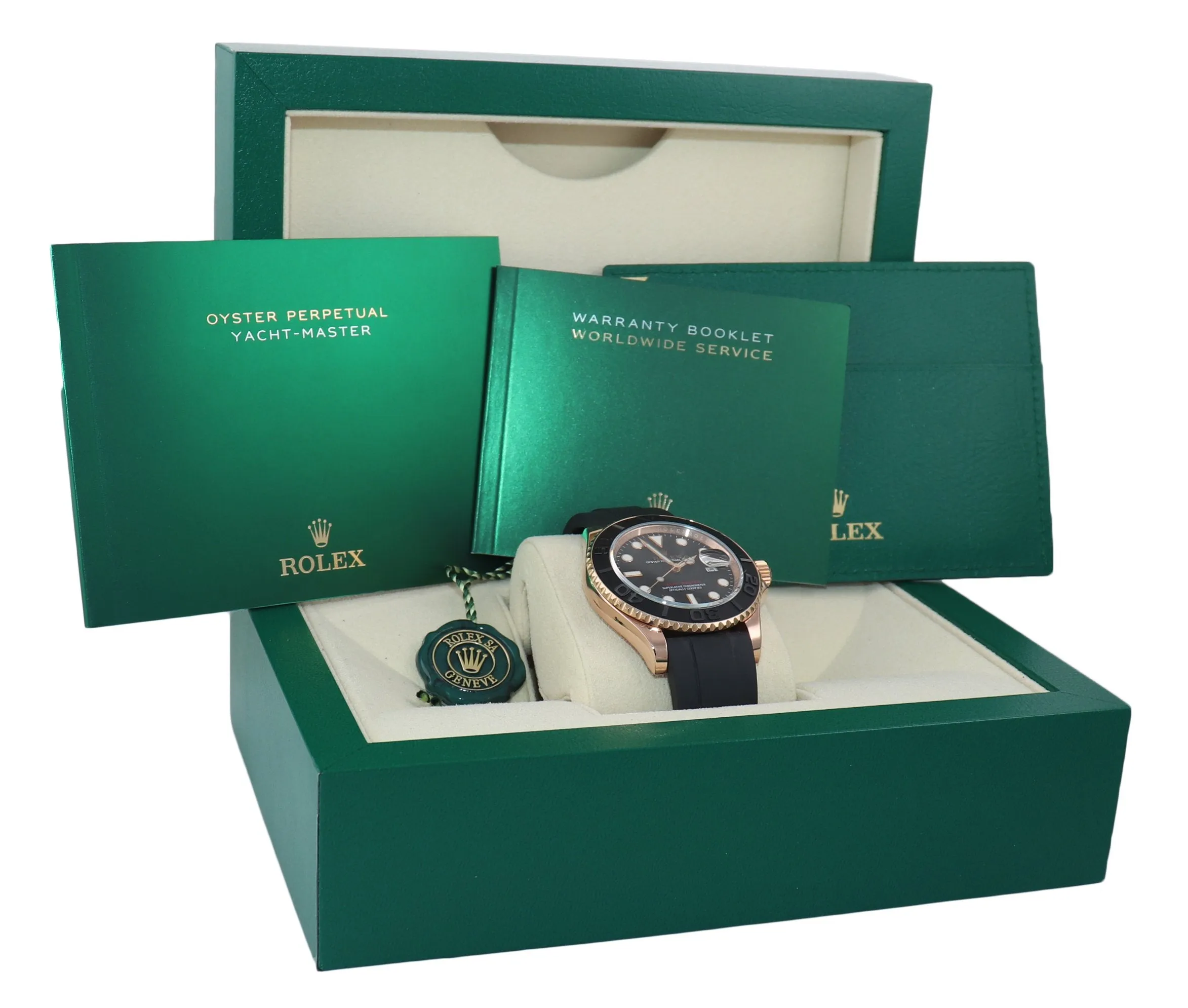 2019 Rolex Yacht-Master 116655 18k Everose 40mm Black Oysterflex Watch Box